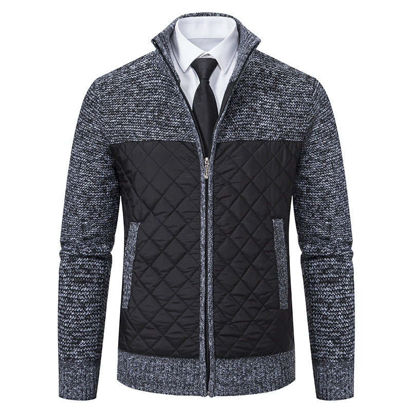Herren nan gesteppte Hybrid-Strickjacke mit diamantsteppung, Stehkragen, isolierendem Thermofutter und Reißverschluss Echo Archiv