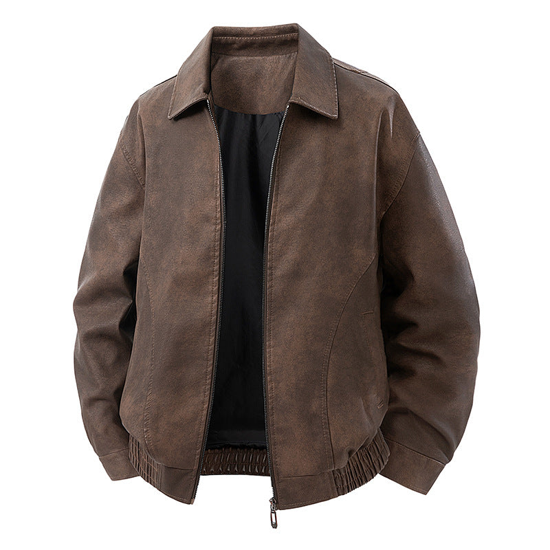 Herren legerer Lederblouson mit Reißverschluss und elastischem Saum Echo Archiv