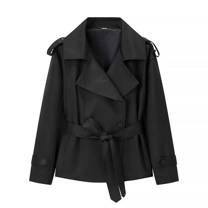 Damen nan Kurz-Trenchcoat mit Taillengürtel, doppelreihiger Knopfleiste und Schulterpatten Echo Archiv