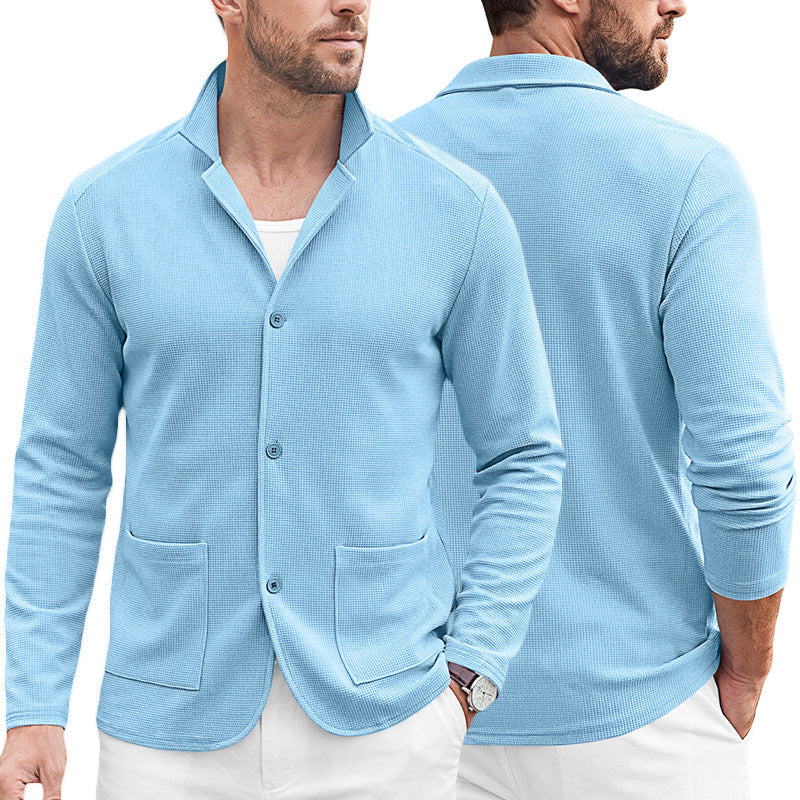 Herren Strickblazer-Cardigan mit Strukturstrick und aufgesetzten Taschen – Tianoro