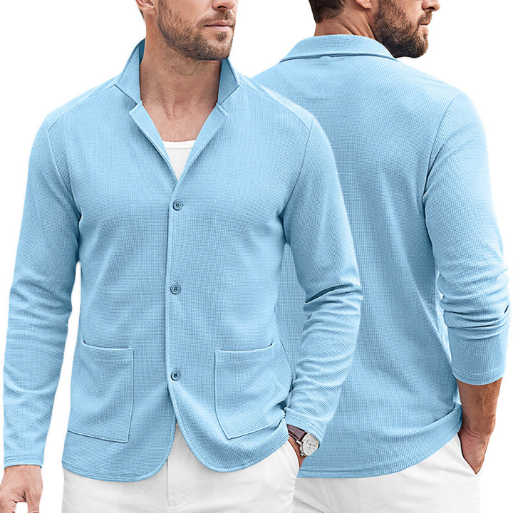 Herren Strickblazer-Cardigan mit Strukturstrick und aufgesetzten Taschen – Tianoro