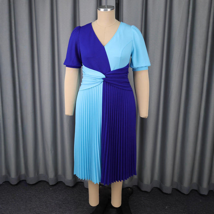 Damen plissiertes Midi-Kleid mit Farbblockdesign und Wickeloptik Echo Archiv