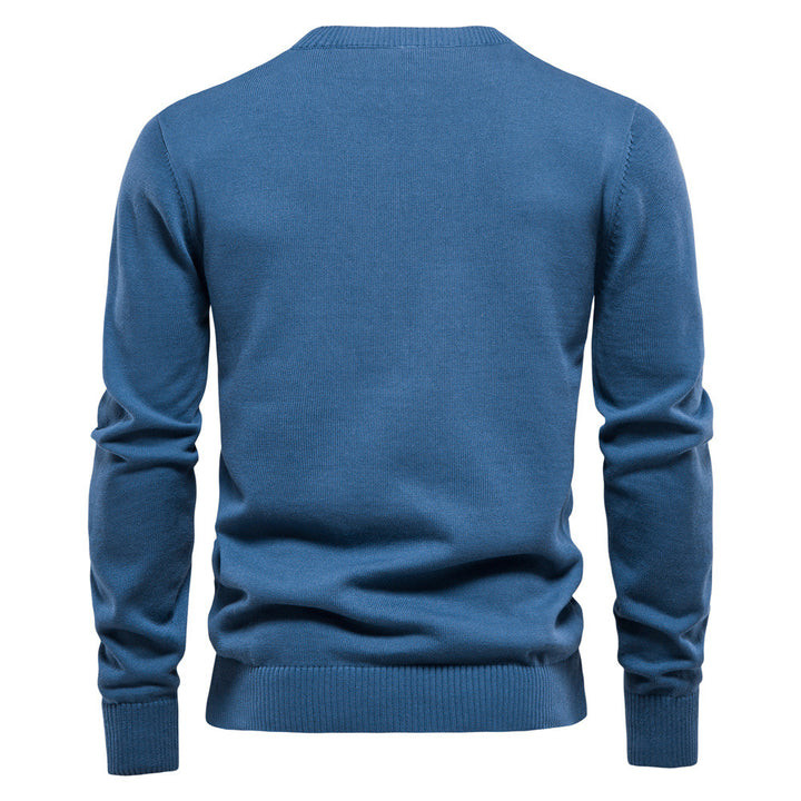 Herren Strickpullover mit modernem Henley-Ausschnitt und feiner Struktur Echoarchiv