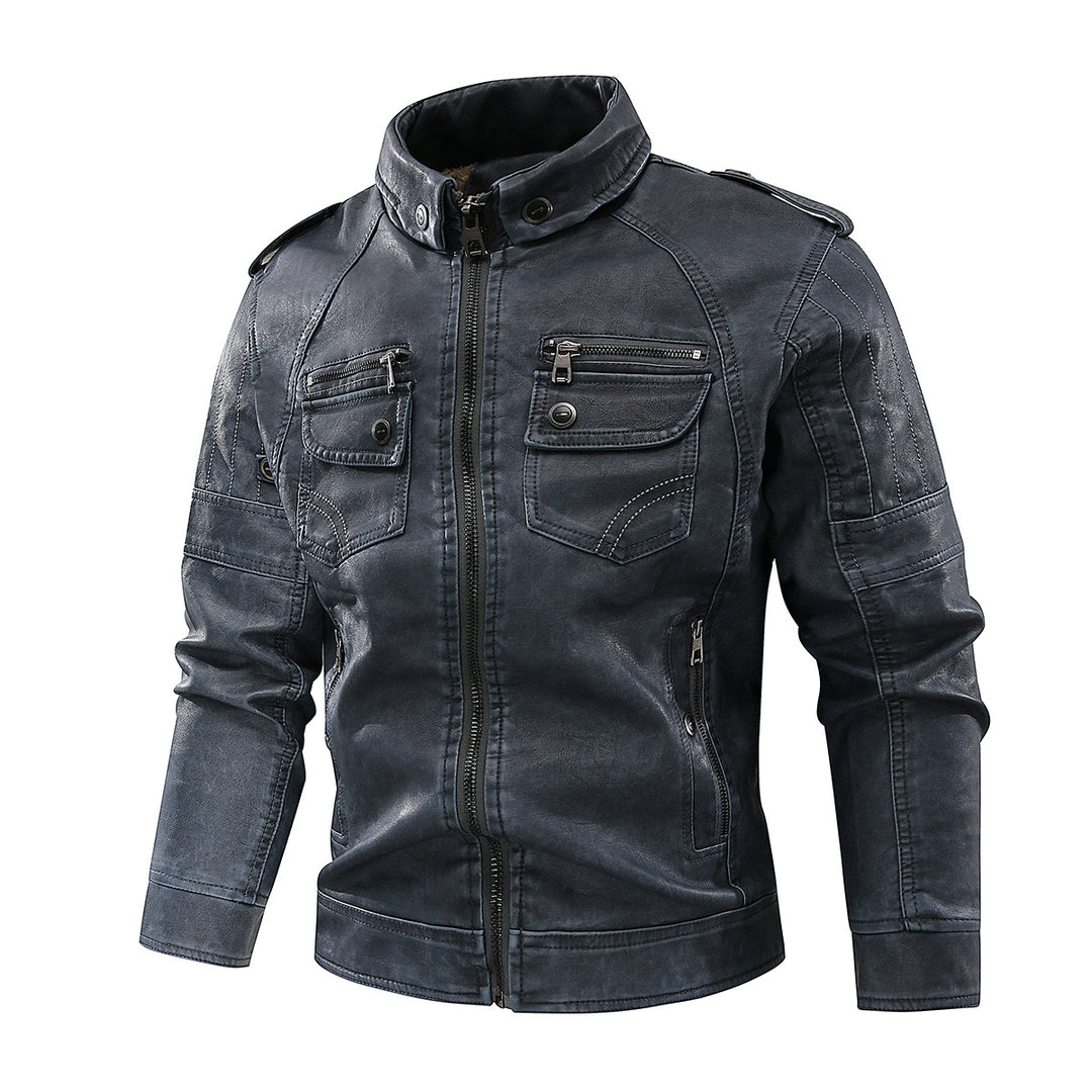Herren stylische Bikerjacke mit praktischen Taschen und hochgeschlossenem Kragen Echoarchiv