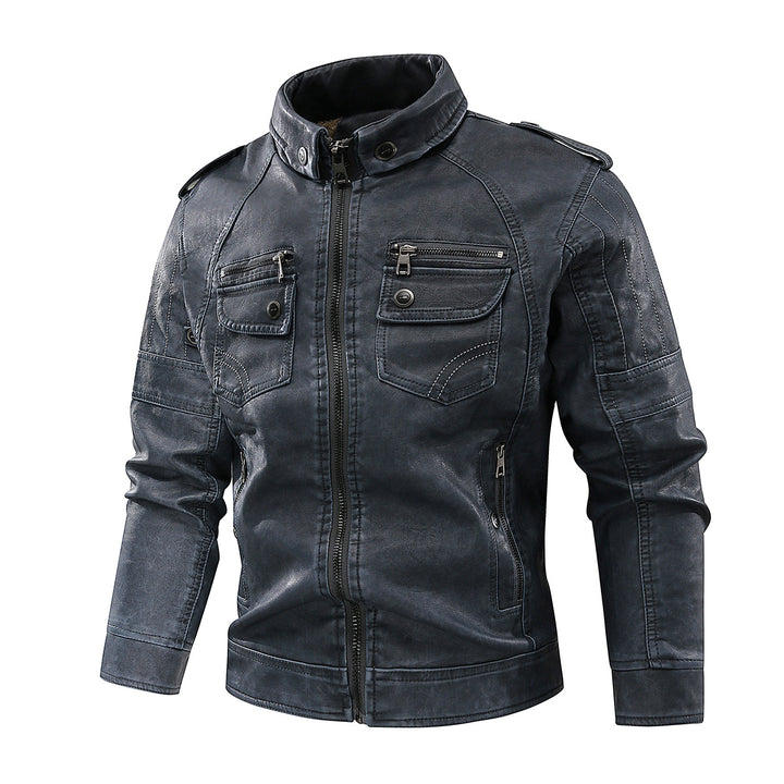 Herren stylische Bikerjacke mit praktischen Taschen und hochgeschlossenem Kragen Echoarchiv