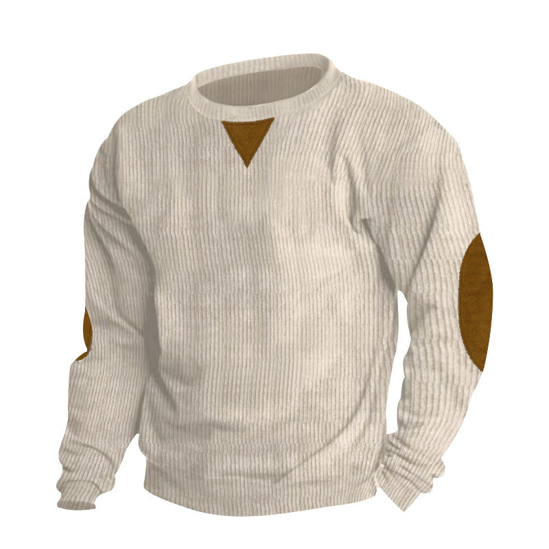 Herren Strickpullover mit einzigartigem strukturiertem Design und aufgesetzten Ellbogenpatches Echoarchiv