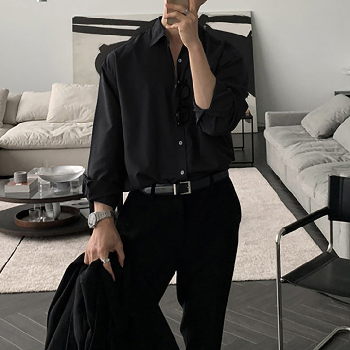 Herren Oversized Langarmhemd aus atmungsaktivem Baumwoll-Stretch Echoarchiv