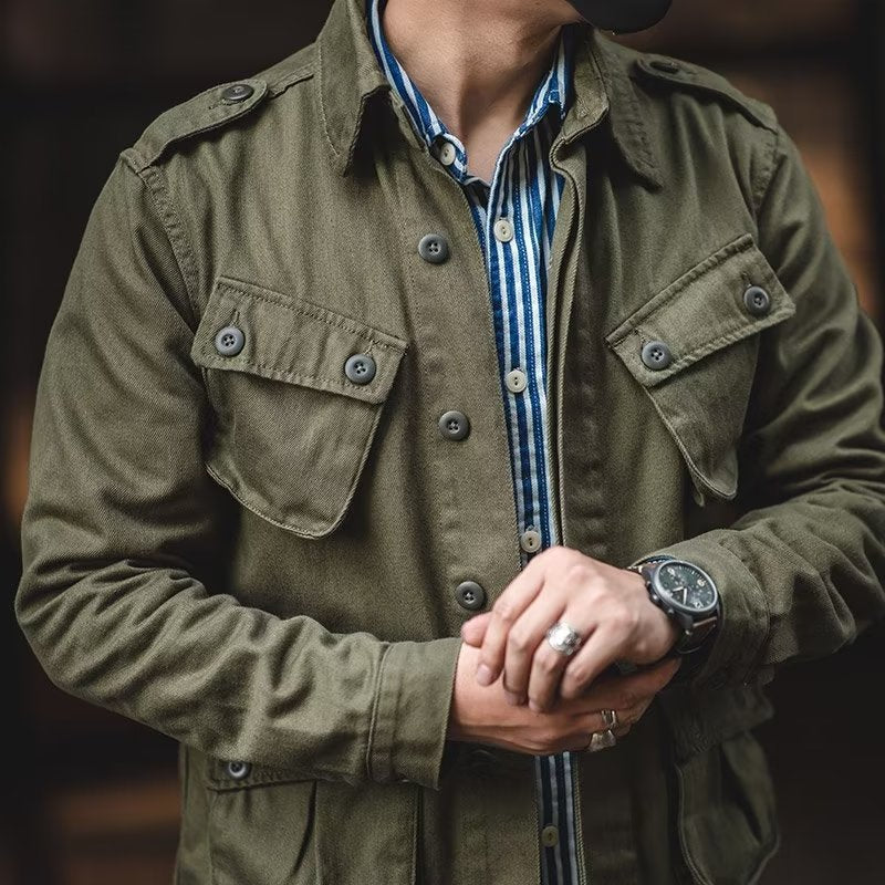 Herren Lässige Utility-Jacke mit praktischen Taschen Echo Archiv