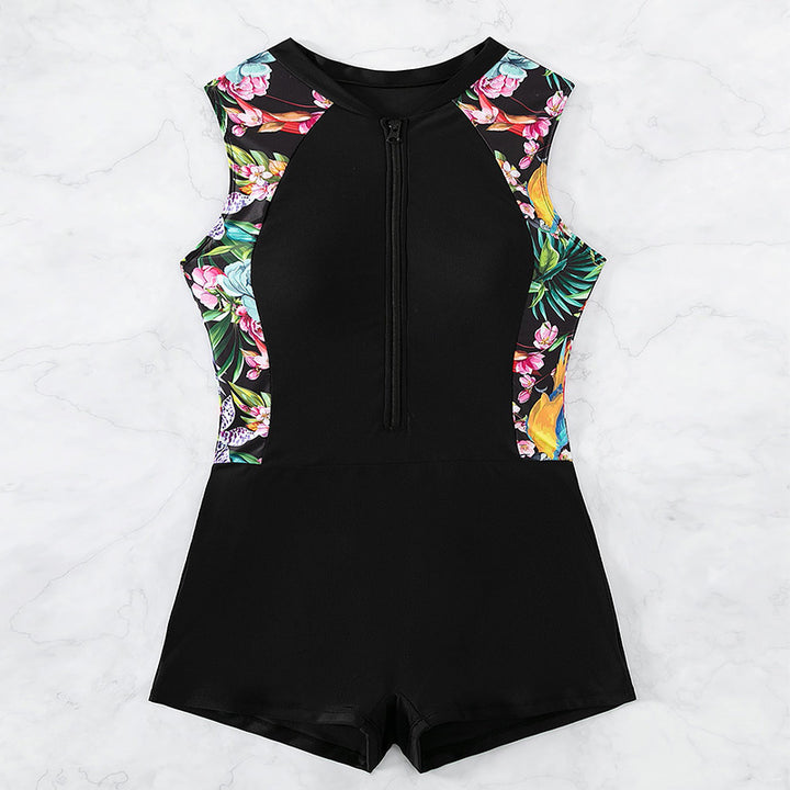 Damen sportlicher Einteiler Badeanzug mit floralem Design und schnelltrocknendem Material Echo Archiv