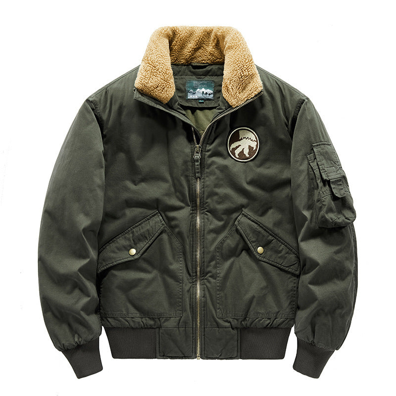 Herren Vintage-Canvas Pilotenjacke mit Teddykragen und wattierter Steppinnenlage Echo Archiv