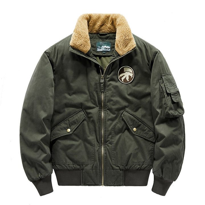 Herren Vintage-Canvas Pilotenjacke mit Teddykragen und wattierter Steppinnenlage Echo Archiv