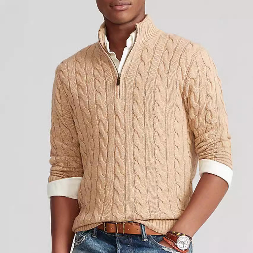 Herren Strickpullover mit Stehkragen und Reißverschluss Echoarchiv
