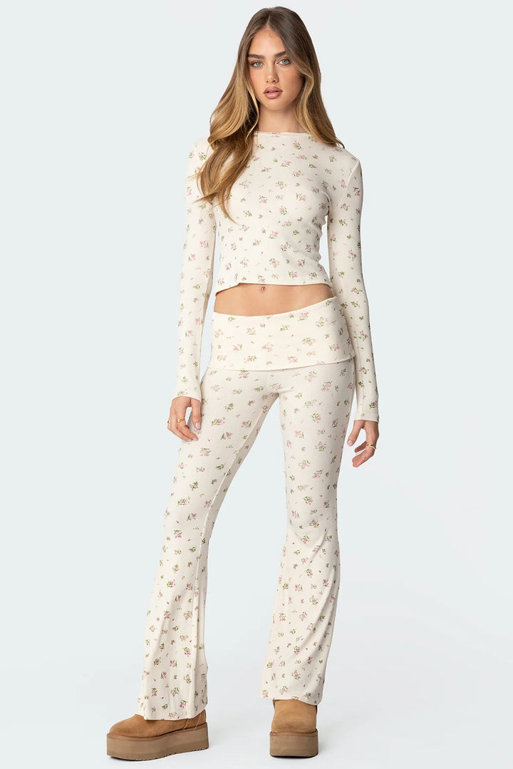 Damen Lounge-Set aus weichem Jersey-Stoff mit floralem Muster Echo Archiv