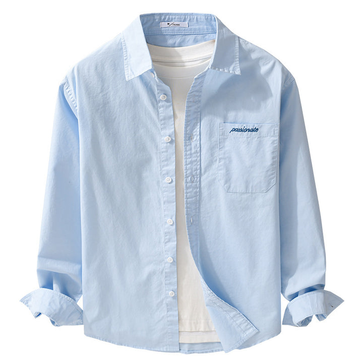 Herren Relaxed-Fit Baumwoll-Overshirt mit Stickerei auf Brusttasche Echoarchiv