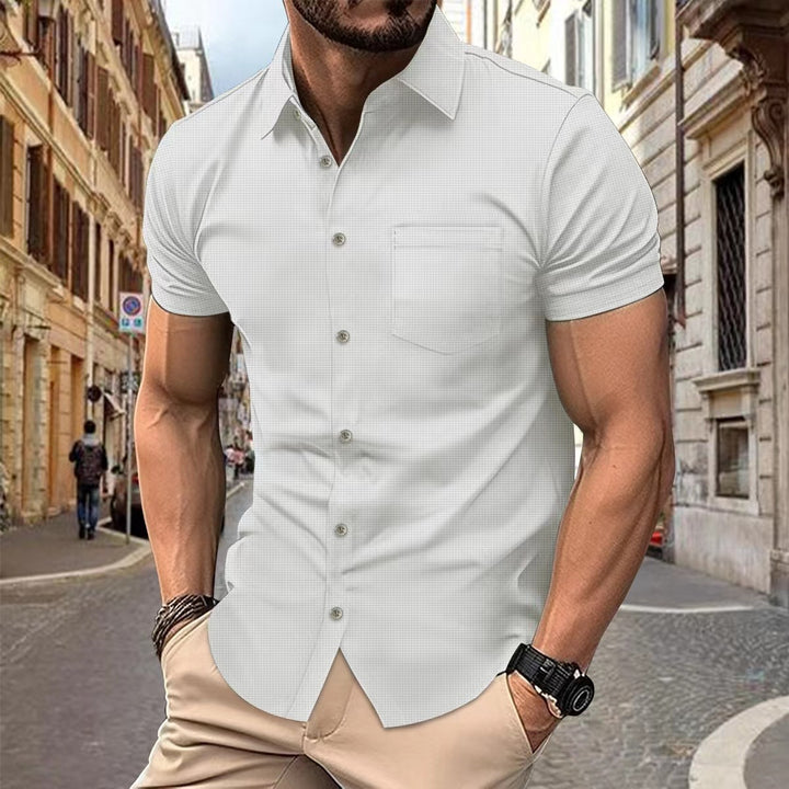 Herren Kurzarmhemd mit strukturiertem Design und modernem Schnitt Echoarchiv