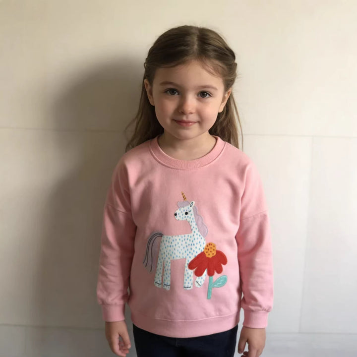 Mädchen Sweatshirt mit niedlichem Einhorn- und Blumen-Design Echo Archiv