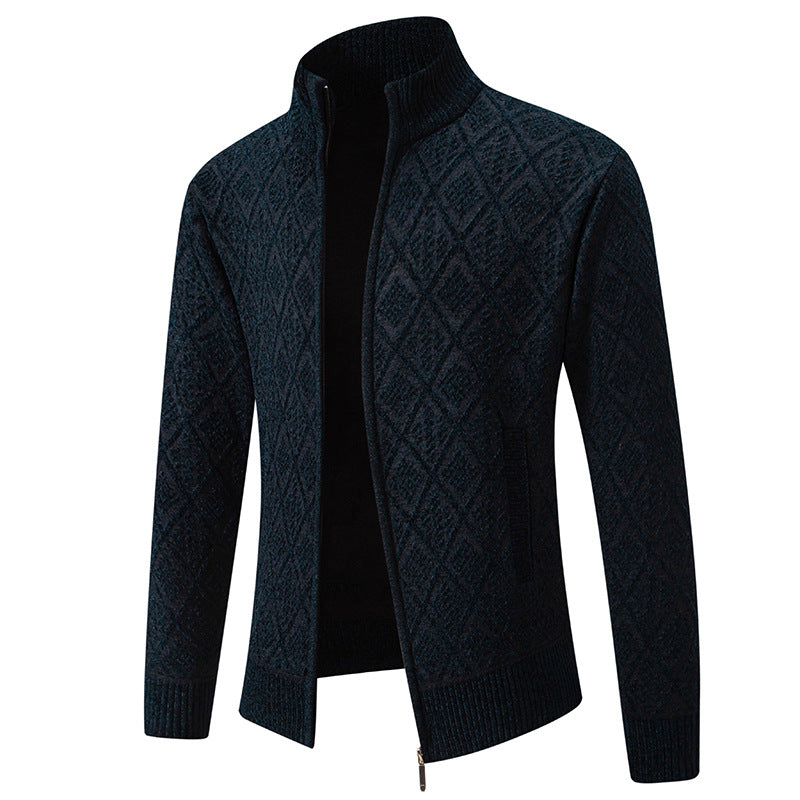 Herren Strickjacke mit strukturiertem Design und hohem Kragen Echoarchiv