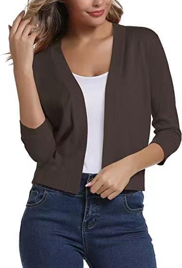 Damen nan offener Kurzcardigan mit dreiviertelärmeln und elastischem Saum Echo Archiv