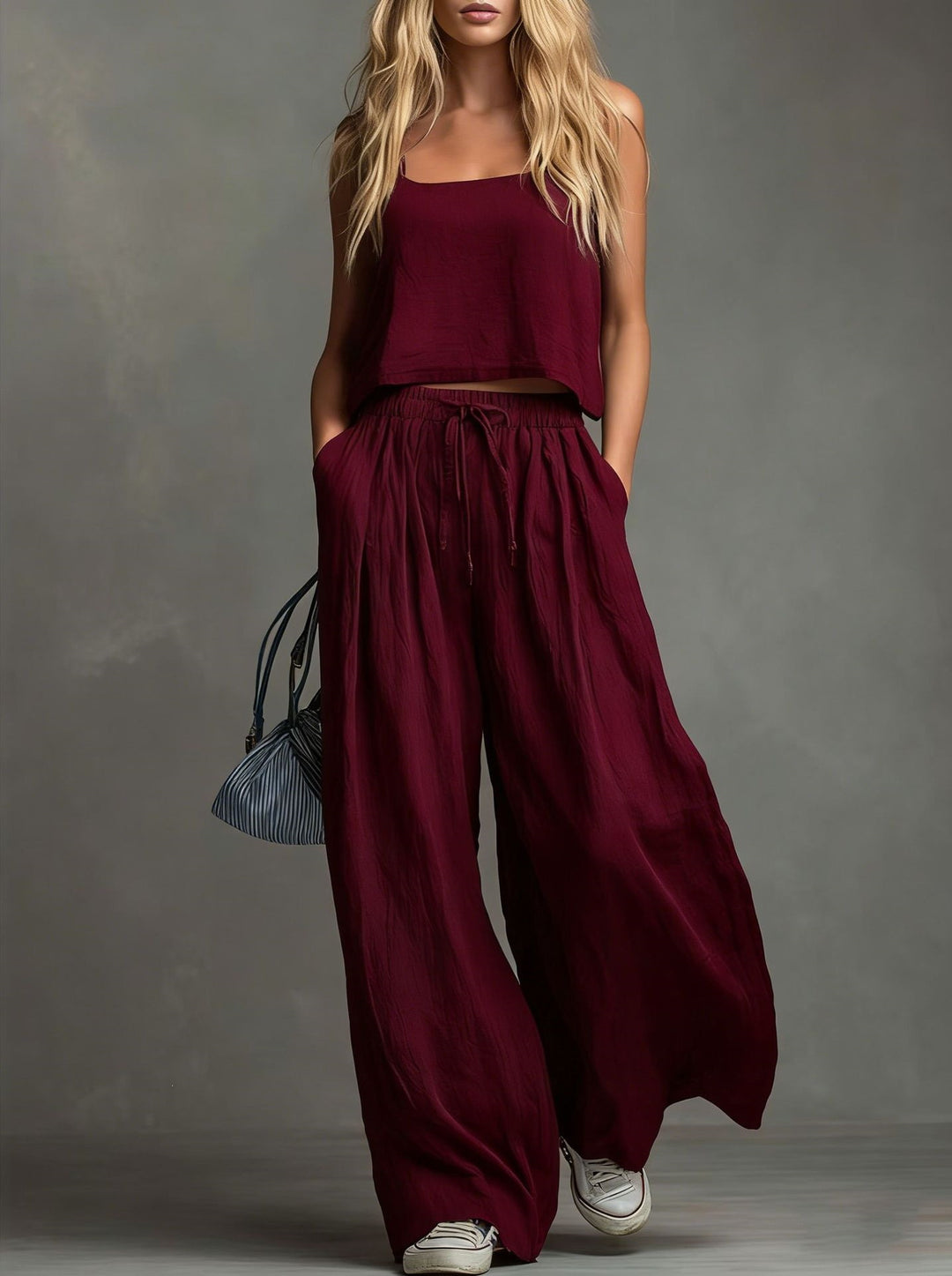 Damen Sommerliches Freizeit-Set mit weitem Oberteil und lässiger Hose Echo Archiv
