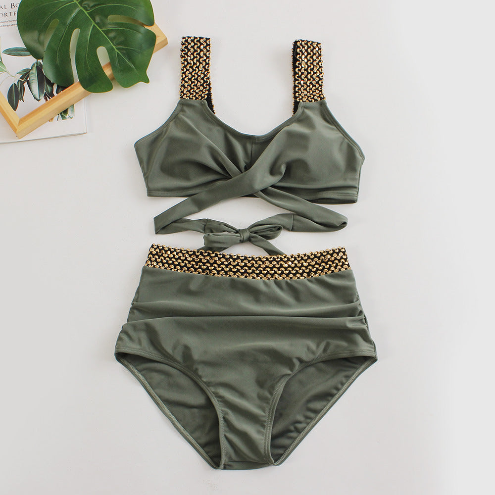 Damen Hochtailliertes Bikini-Set mit stilvollem Wickel-Oberteil Echo Archiv