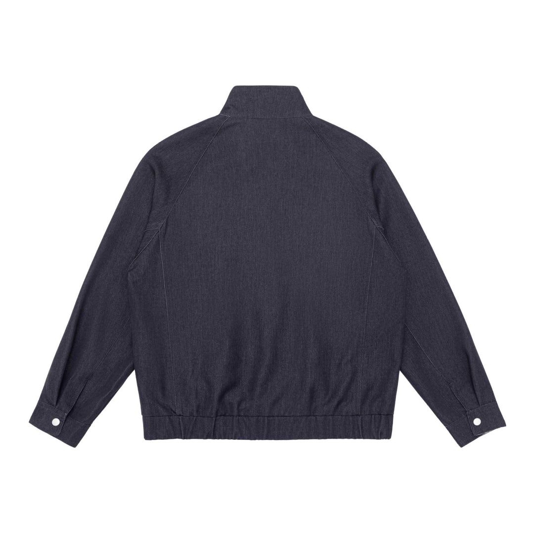 Unisex Kurzblouson im Denim‑Mix mit gesteppter Teilung, Stehkragen und verdecktem Reißverschluss Echoarchiv