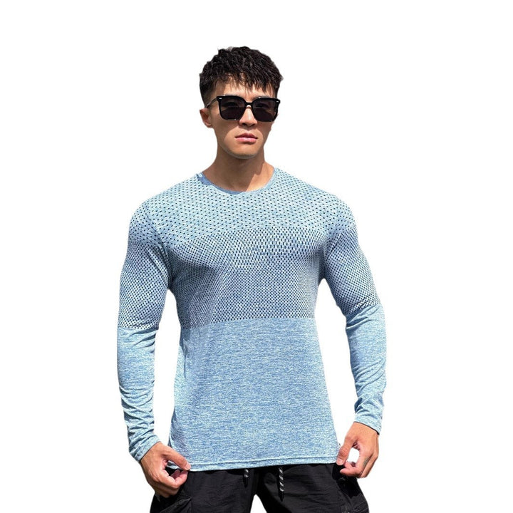 Herren Langarm-Trainingsshirt mit atmungsaktivem Netzdesign und feuchtigkeitstransportierender Technologie Echoarchiv