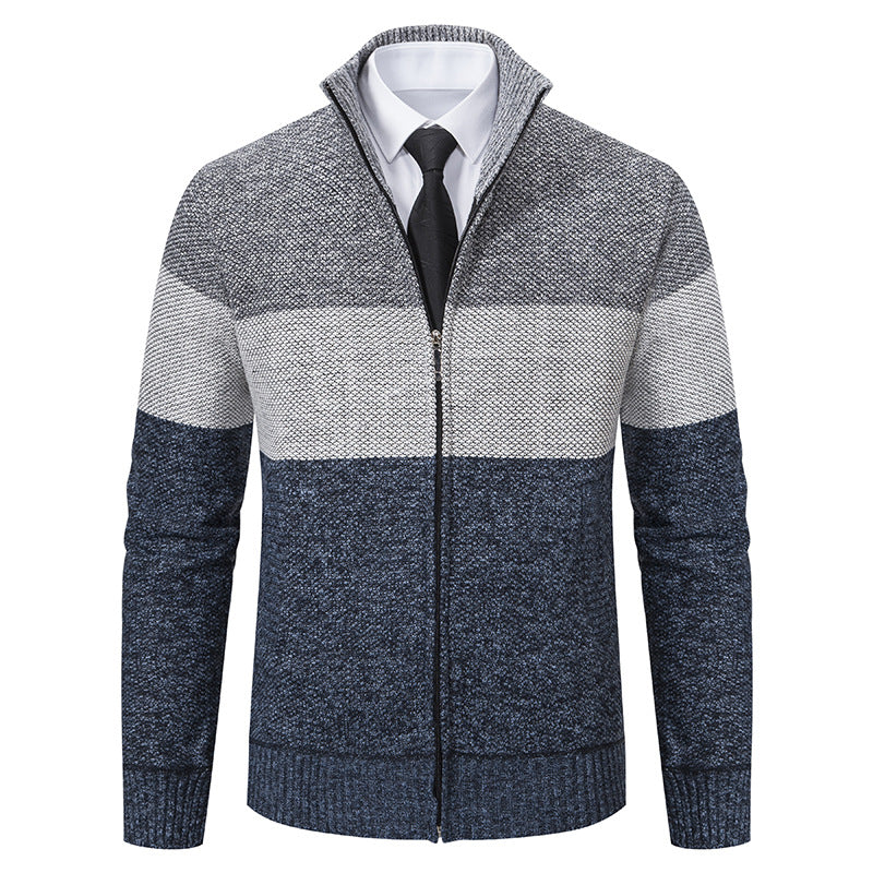 Herren modische Strickjacke mit hohem Kragen und modernem Reißverschluss Echoarchiv