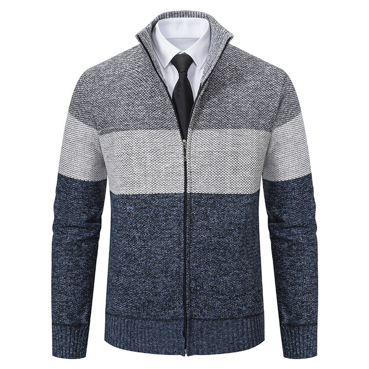 Herren modische Strickjacke mit hohem Kragen und modernem Reißverschluss Echoarchiv