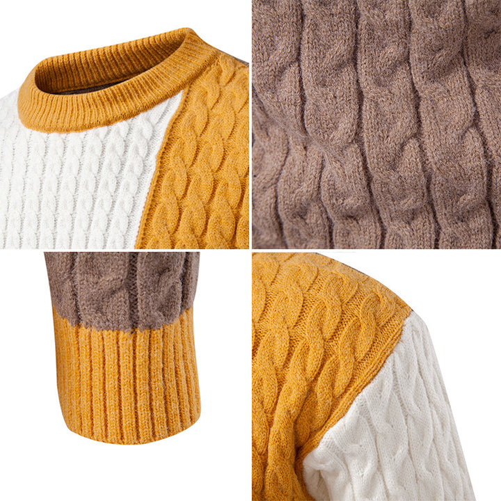 Herren modischer Strickpullover mit kreativer Farbblock-Optik Echoarchiv