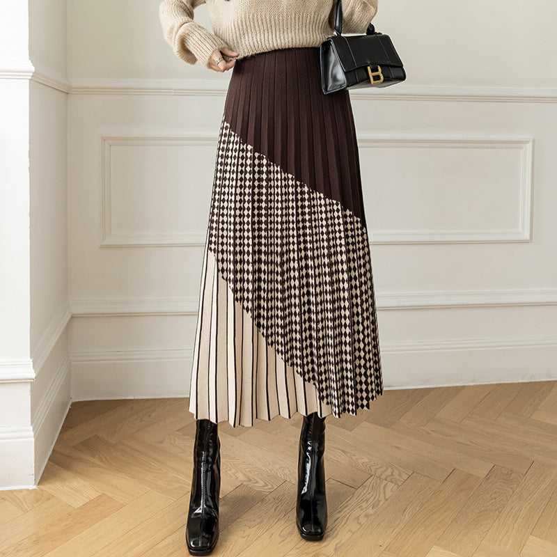 Damen Plissierter Maxirock mit geometrischem Muster Echo Archiv