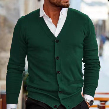 Herren nan Feinstrick V-Ausschnitt Cardigan mit Knopfleiste und Eingrifftaschen Echo Archiv
