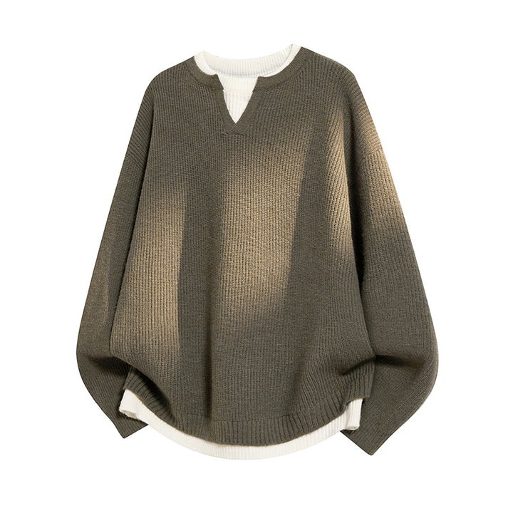 Damen Eleganter lässiger Pullover mit V-Ausschnitt und weitem Schnitt Echoarchiv