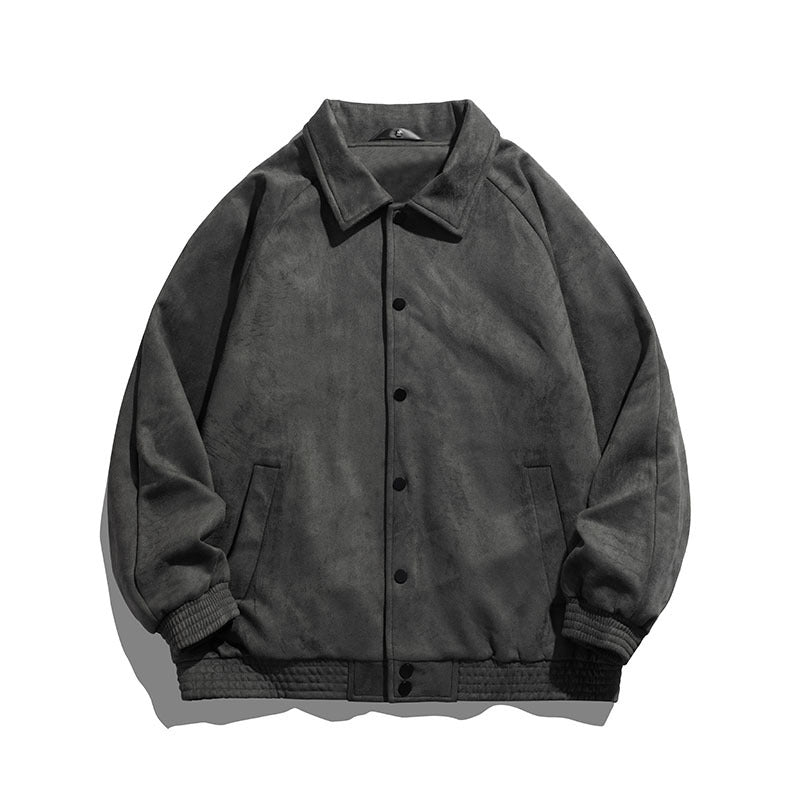 Men's oversized suede-effect snap bomber jacket – Brevano