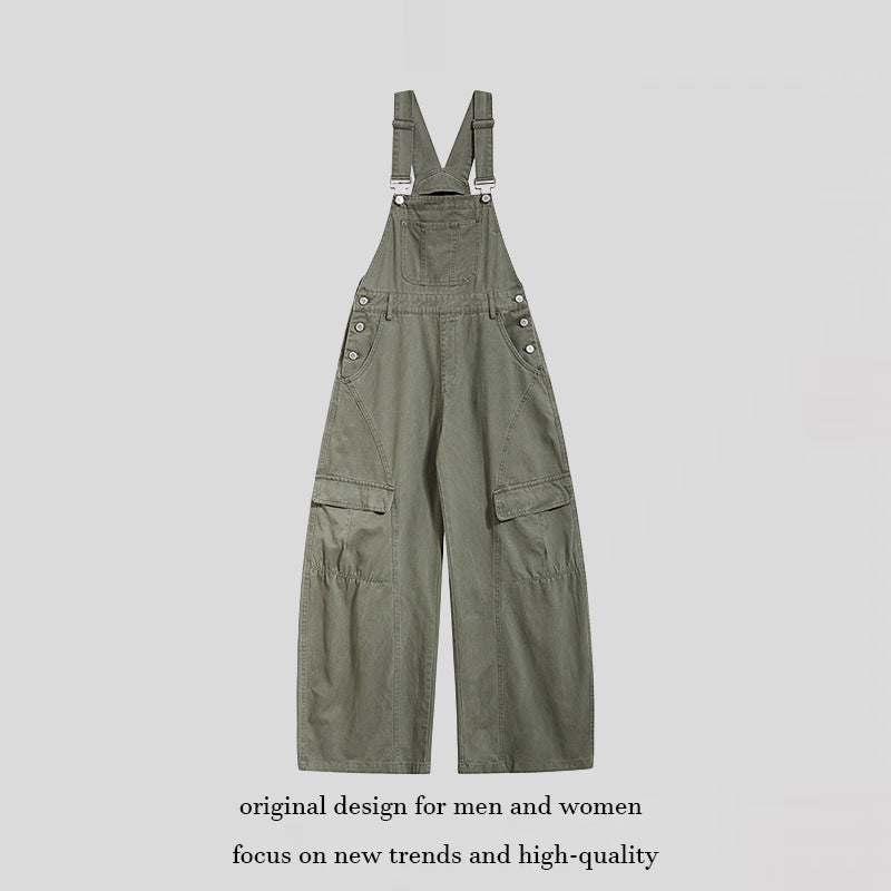 Damen weite Cargo-Latzhose mit verstellbaren Trägern und Multi-Taschen Echoarchiv