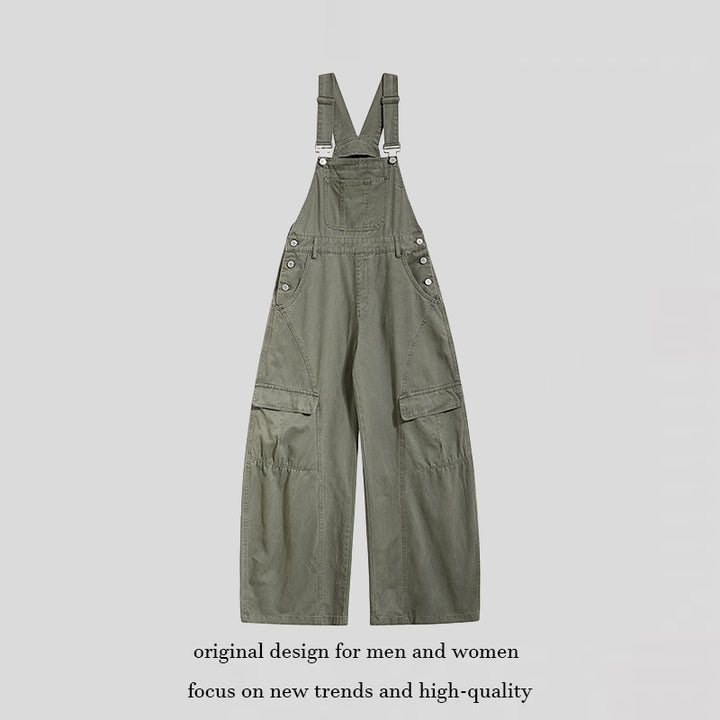 Damen weite Cargo-Latzhose mit verstellbaren Trägern und Multi-Taschen Echoarchiv