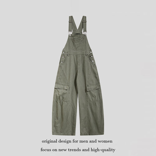 Damen weite Cargo-Latzhose mit verstellbaren Trägern und Multi-Taschen Echoarchiv