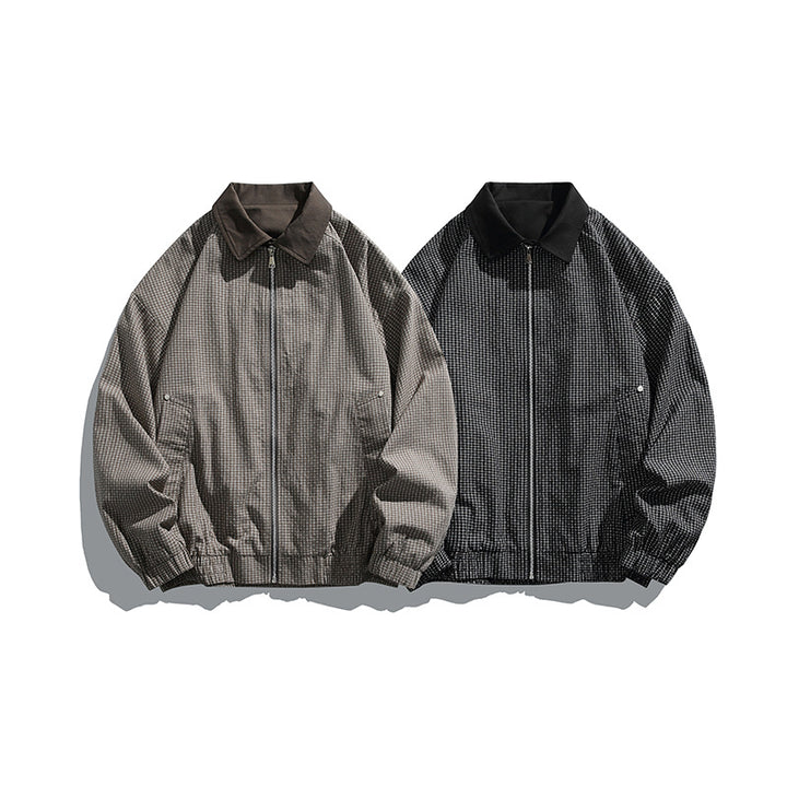 Herren Karierte Oversize-Hemdjacke im Coach-Stil mit Cordkragen Echoarchiv