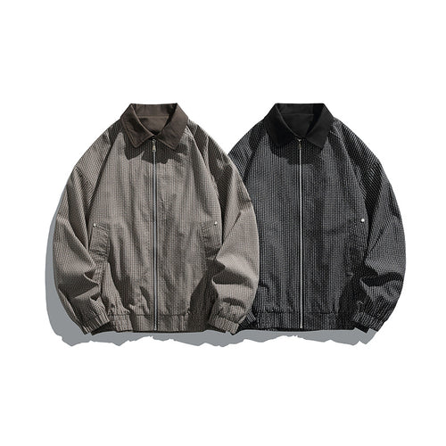 Herren Karierte Oversize-Hemdjacke im Coach-Stil mit Cordkragen Echoarchiv