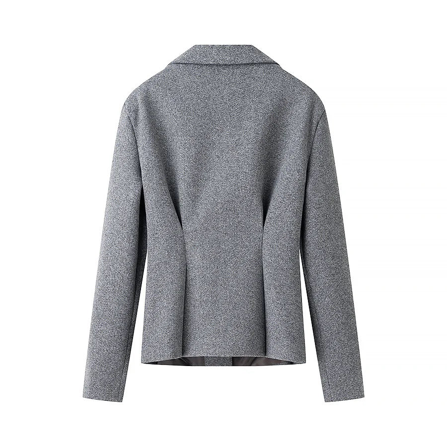 Damen tailliertes Zweiteiler-Blazer- und Midirock-Set mit Wiener Nähten und plisseeartigem Faltenwurf – Valéne