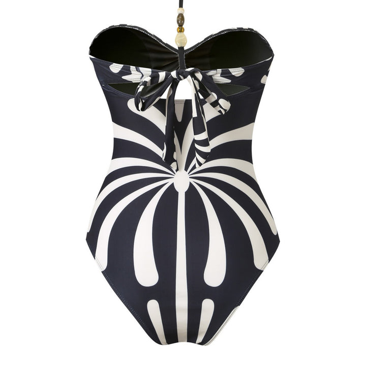 Damen Eleganter Bandeau-Badeanzug mit passendem transparenter Langrock Echo Archiv