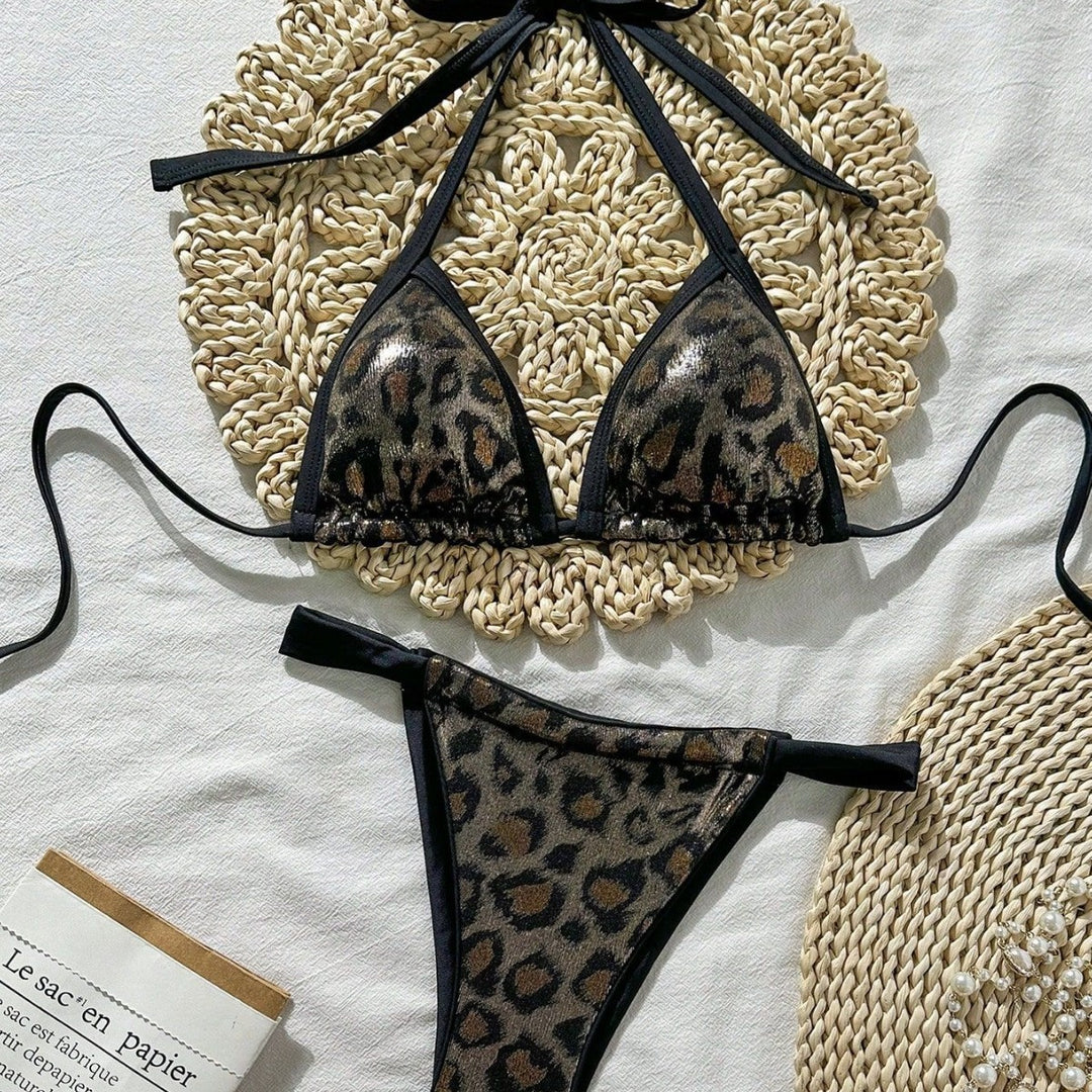 Damen Triangel-Bikini mit modischem Leo-Design und verstellbaren Trägern Echo Archiv