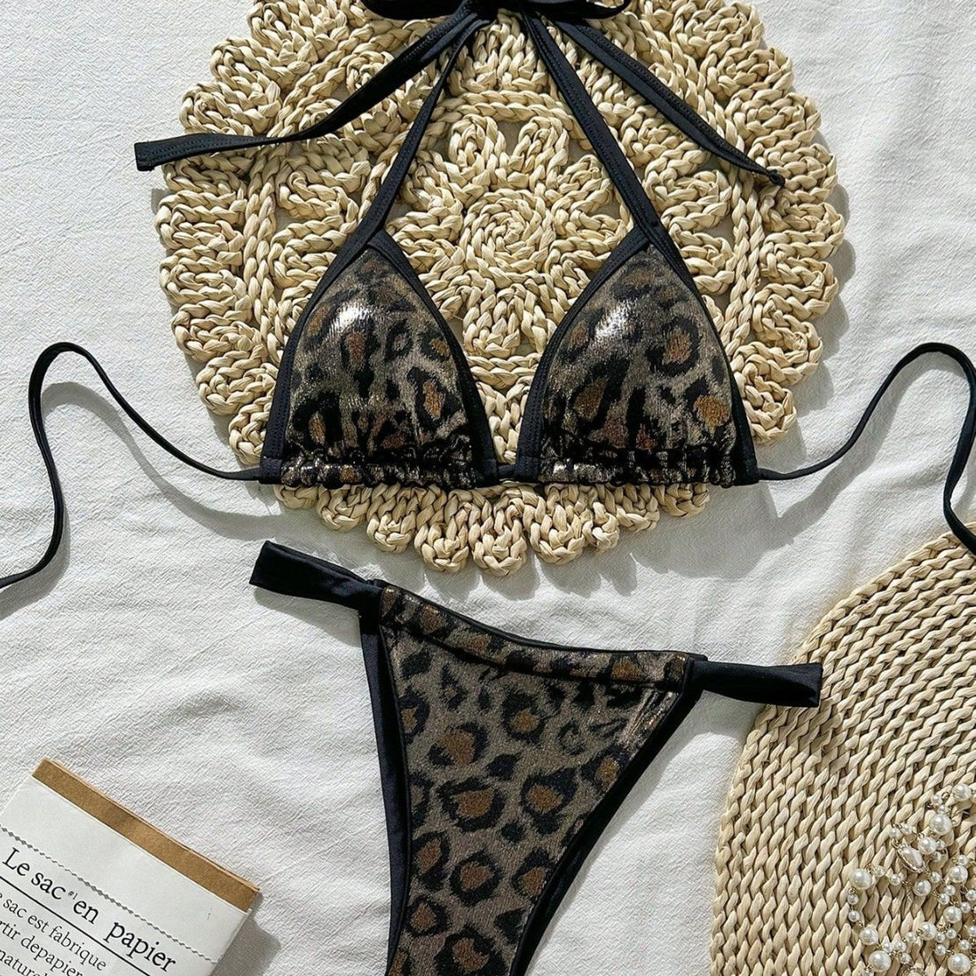 Damen Triangel-Bikini mit modischem Leo-Design und verstellbaren Trägern – Maréssa