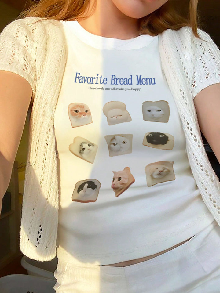 Damen Crop-T-Shirt mit auffälligem Grafiken-Design und frechem Statementdruck Echo Archiv
