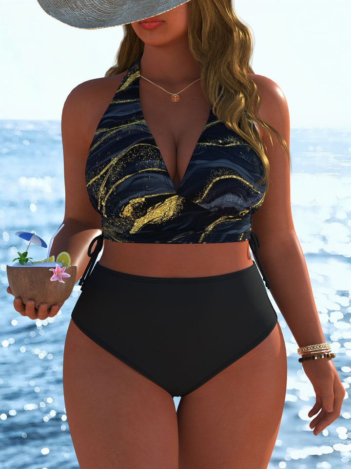 Damen Bikini-Set mit modernem Wickeloberteil und hoch tailliertem Höschen Echo Archiv