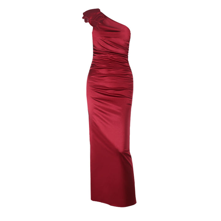Damen elegantes Wickelkleid mit asymmetrischem Oberteil und Rüschendetails Echo Archiv