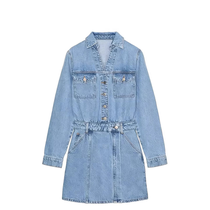 Damen Tailliertes Jeans-Minikleid mit Hemdkragen, aufgesetzten Brusttaschen und dekorativer Knopfleiste Echo Archiv