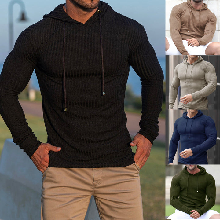 Herren stylischer Kapuzenpullover mit Rippenstruktur und modischem Schnitt Echoarchiv