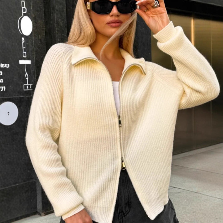 Damen Moderner Strickjacke mit hochwertigem Reißverschluss Echo Archiv