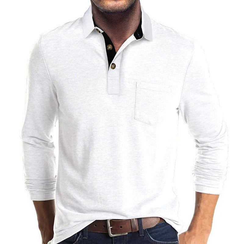 Herren Poloshirt mit langen Ärmeln und Brusttasche Echoarchiv