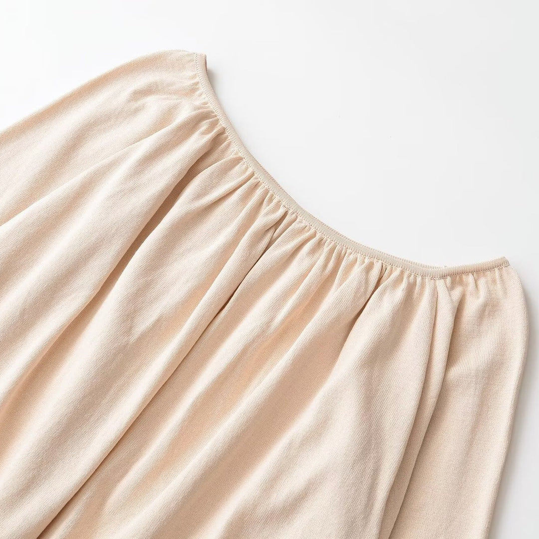 Damen Schulterfreies Oversize-Top mit gerafftem Ausschnitt, Ballonärmeln und breitem Rippbündchen Echo Archiv